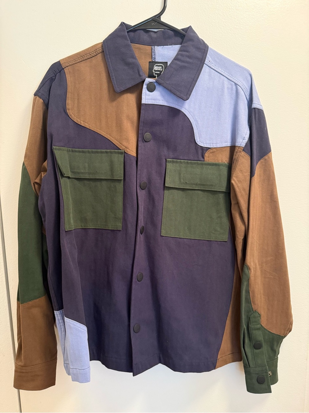 Brain Dead Patchwork Military Field Shirt Jacket 'Navy'
